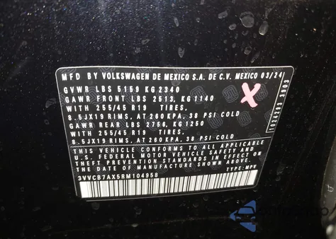 2024 Volkswagen Tiguan 2.0T Se R-Line Black z USA, uszkodzony, nr VIN 3VVCB7AX5RM104958